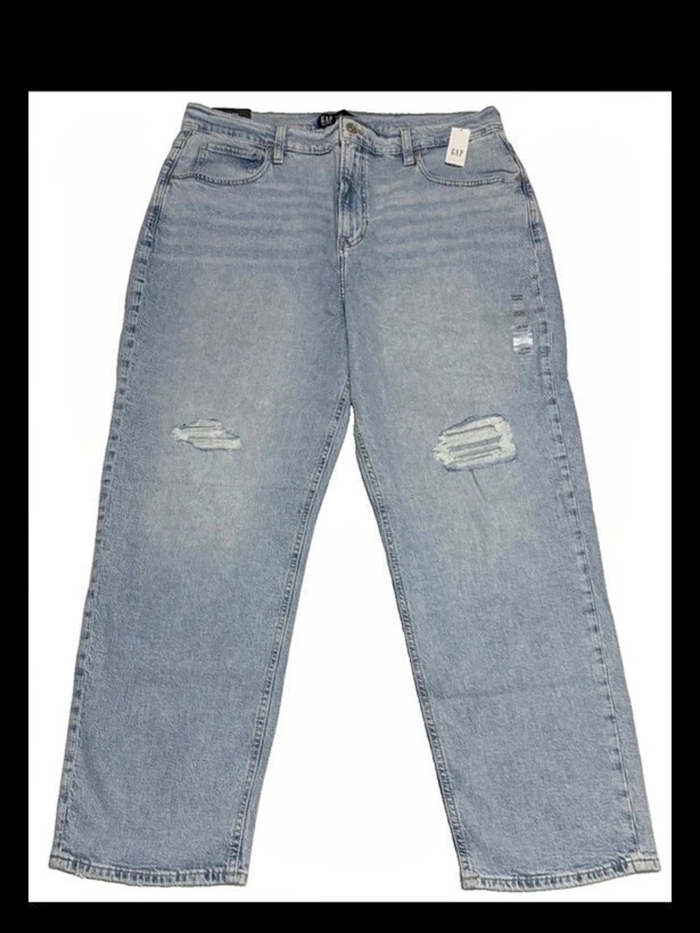GAP 90s Loose Distressed Jeans in Blue Waist 18/34R NWT